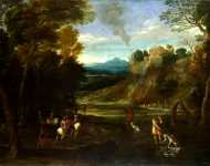 Giovanni Battista Viola - Landscape with a Hunting Party